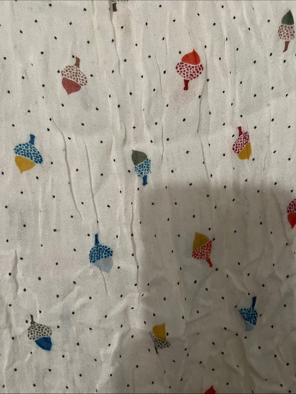 Talbots White Scarf with Multicolor Dot Floral Print